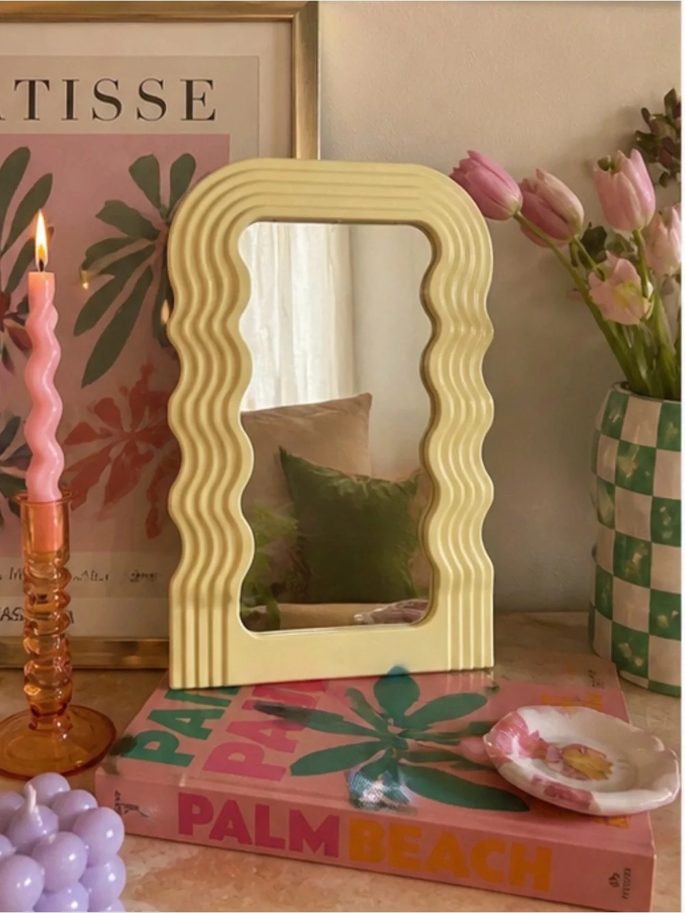 Mini Ultrafragola Style Vintage Aesthetic Wavy Mirror - Butter Yellow